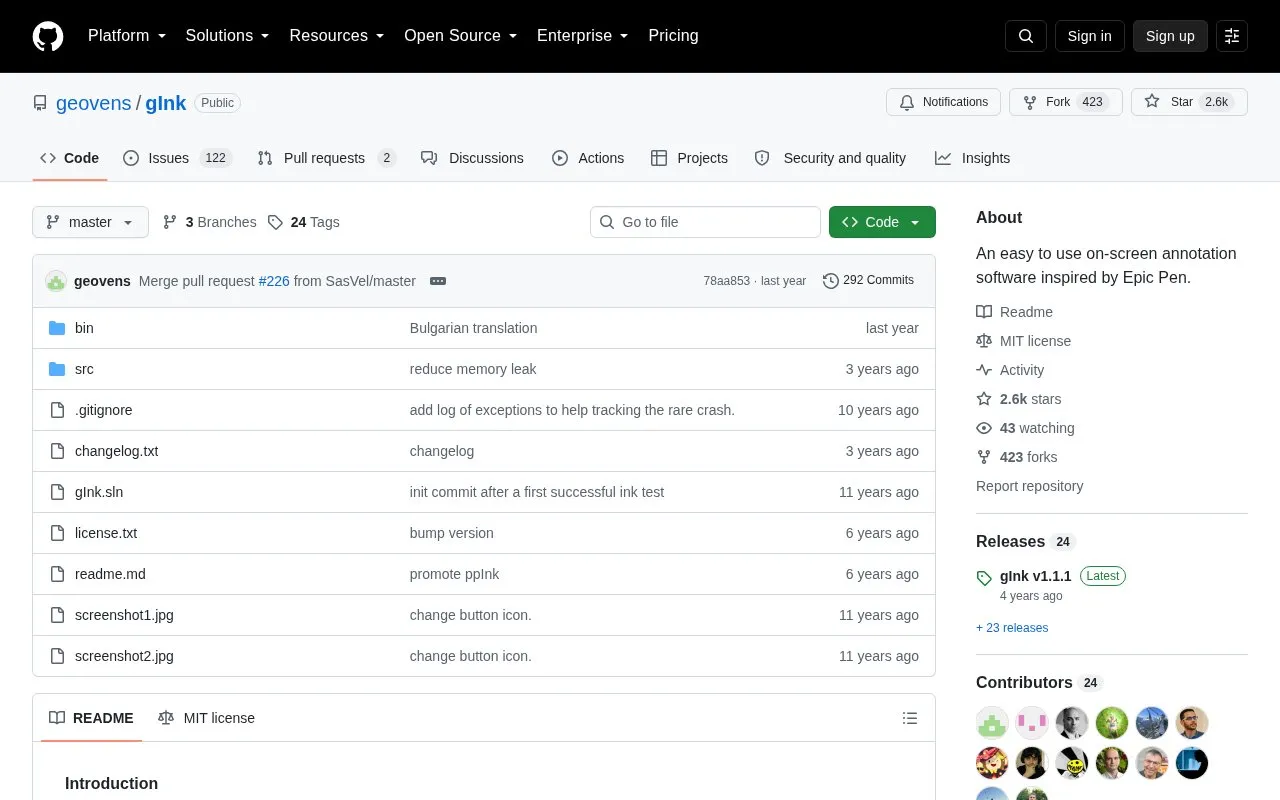 gInk homepage screenshot