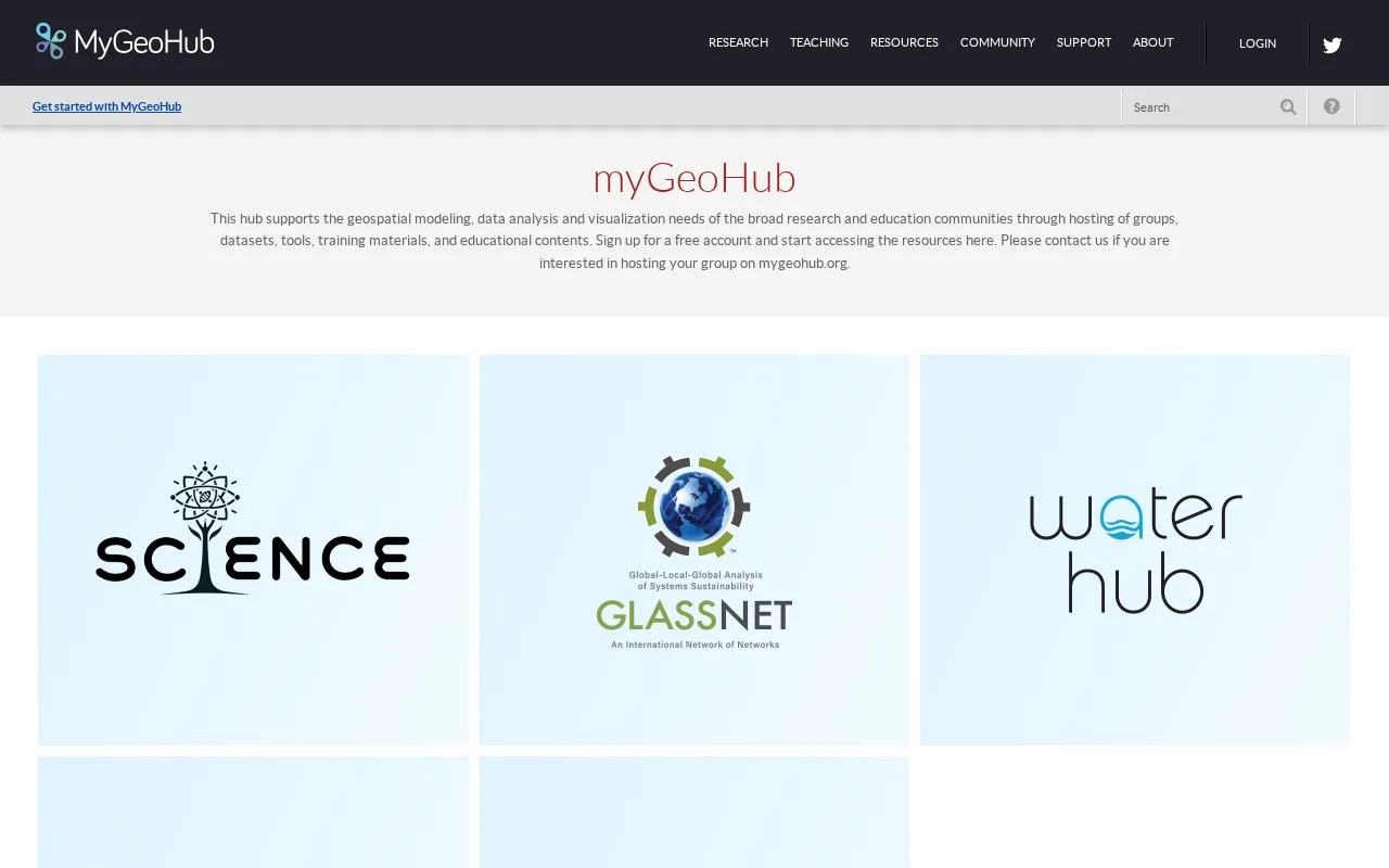 My Geo Hub homepage screenshot