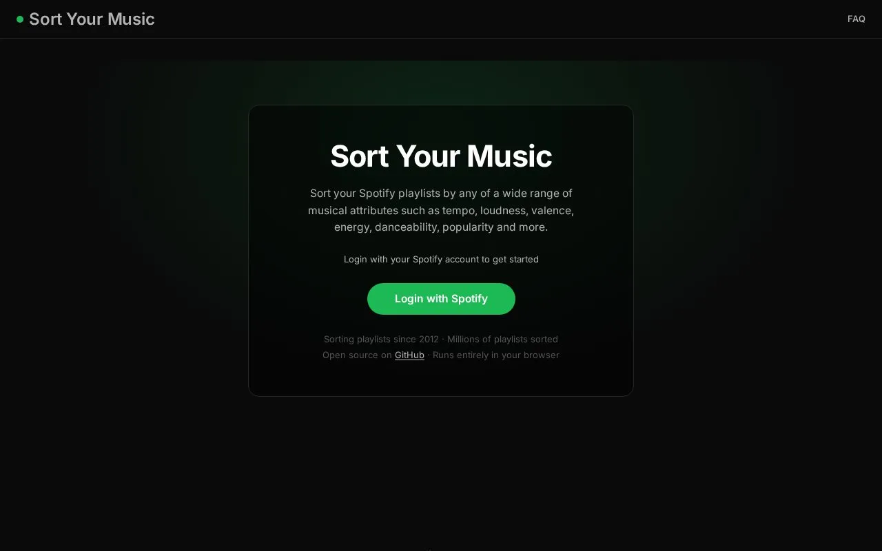 Sort Your Music homepage screenshot