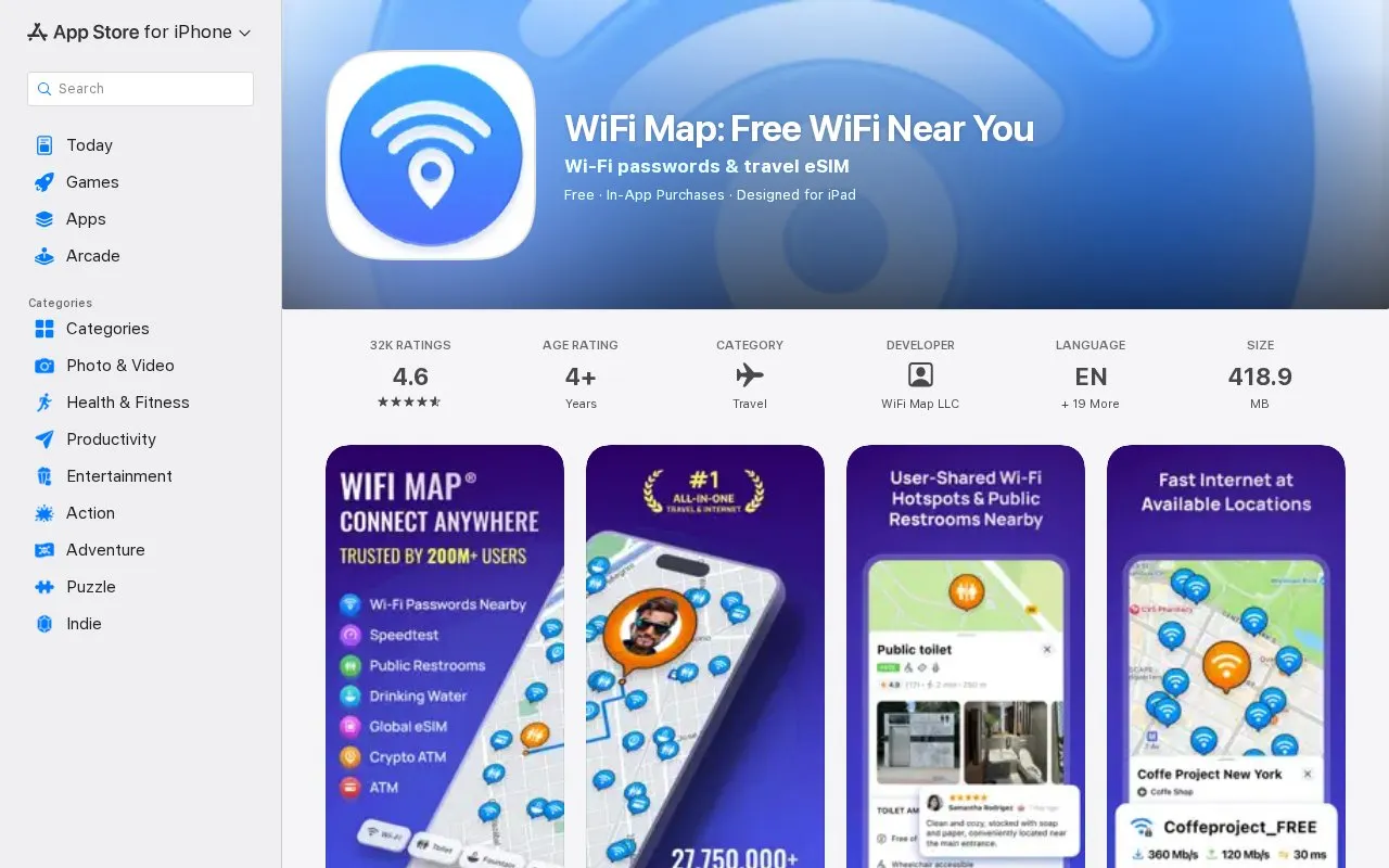 WiFi Map homepage screenshot