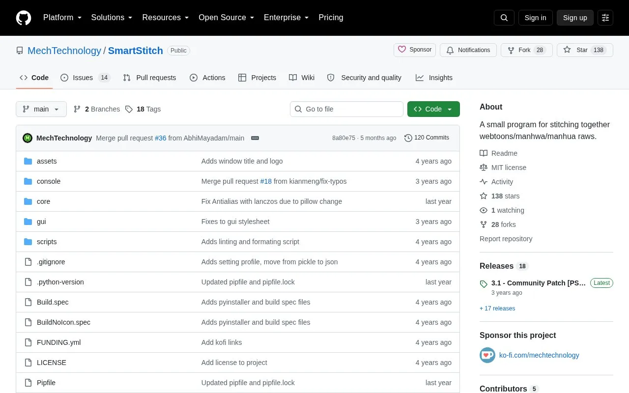 SmartStitch homepage screenshot