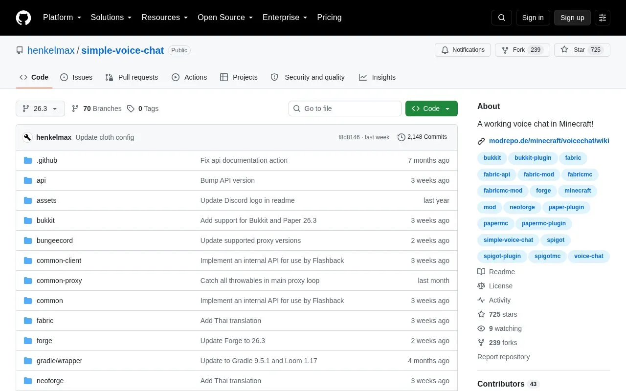 Simple Voice Chat homepage screenshot