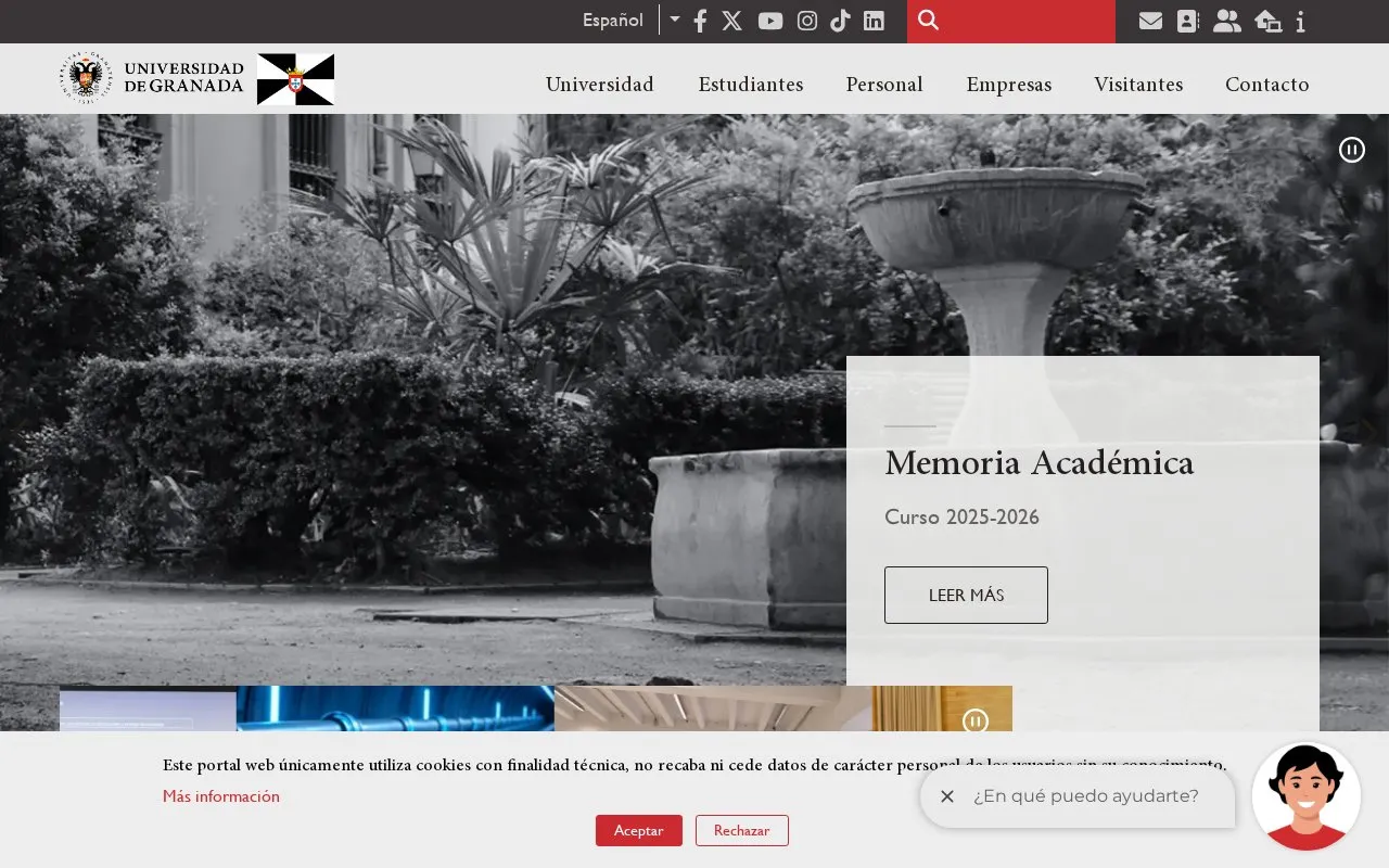 Universidad de Granada homepage screenshot