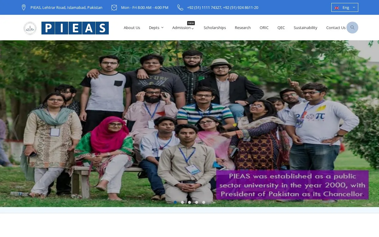 Pakistan Institute of Engineering and Applied Sciences homepage screenshot