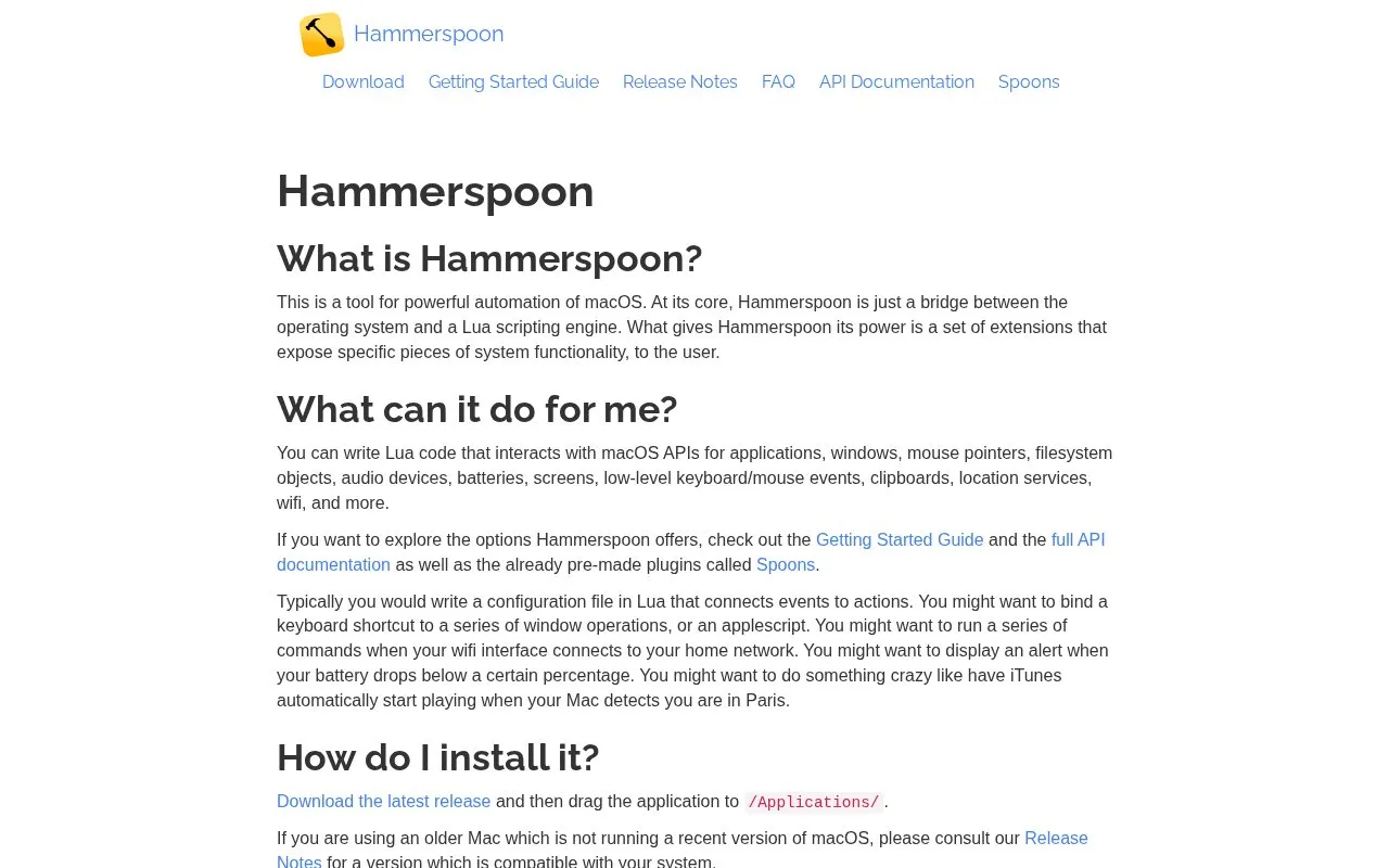 Hammerspoon homepage screenshot