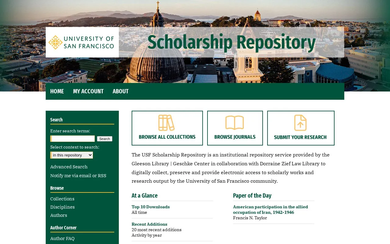 USF Scholarship Repository homepage screenshot