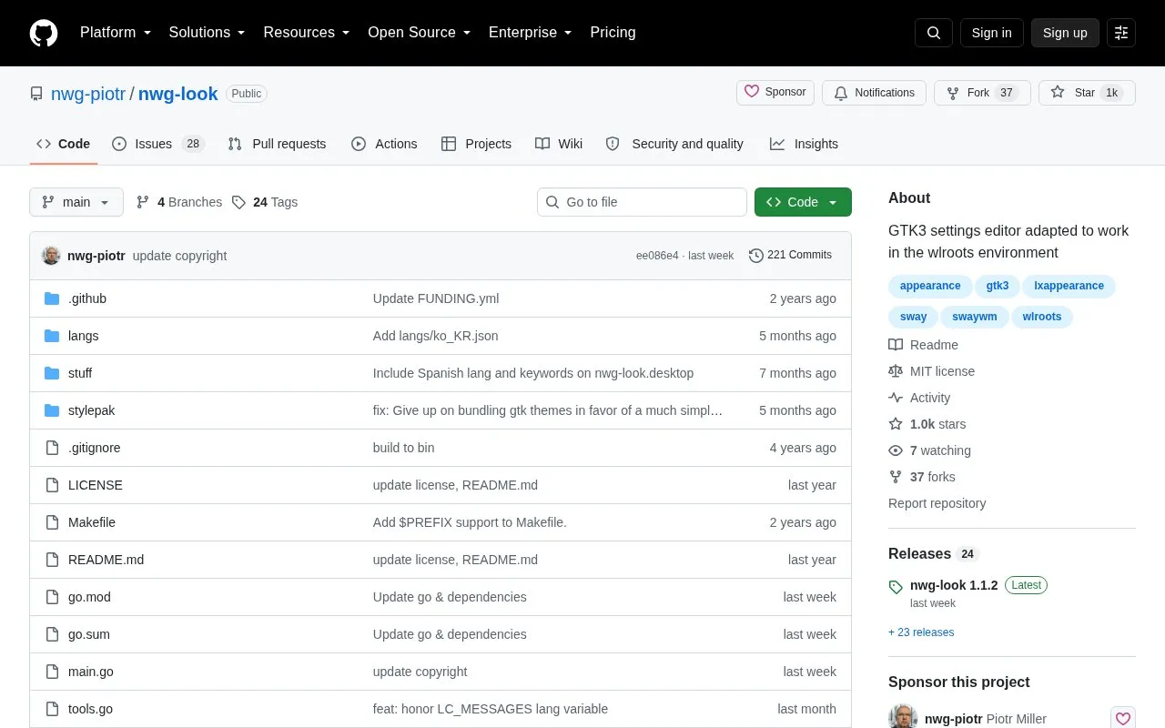 nwg-look homepage screenshot