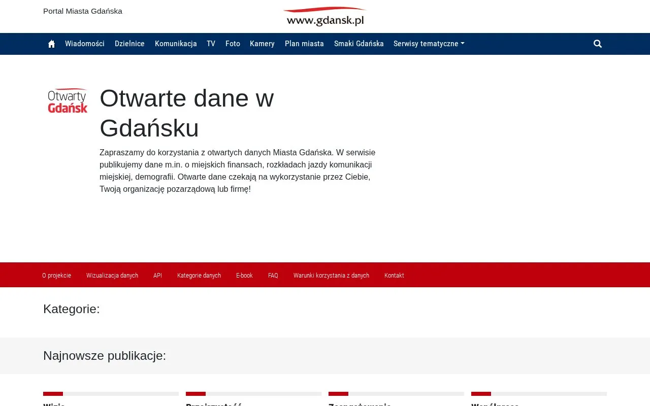 Open data in Gdansk homepage screenshot