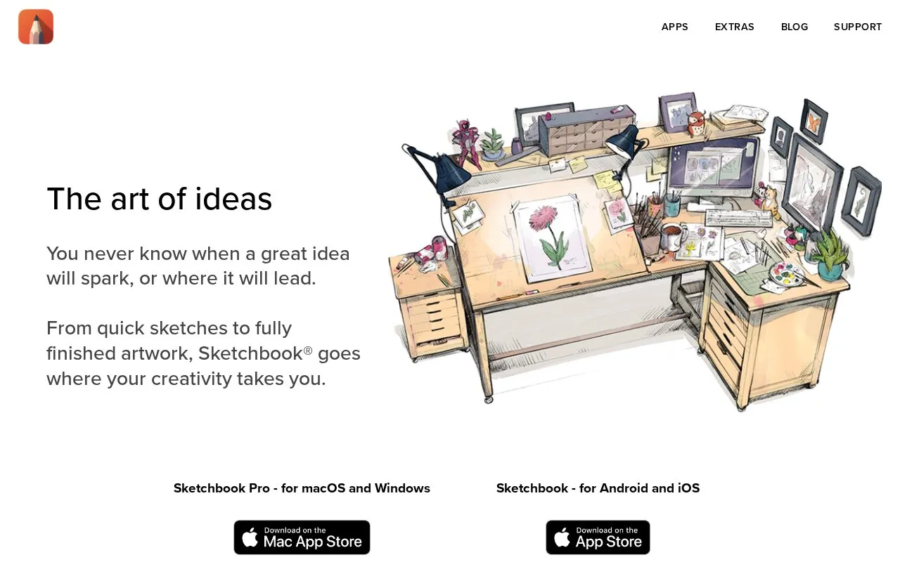 Sketchbook homepage screenshot