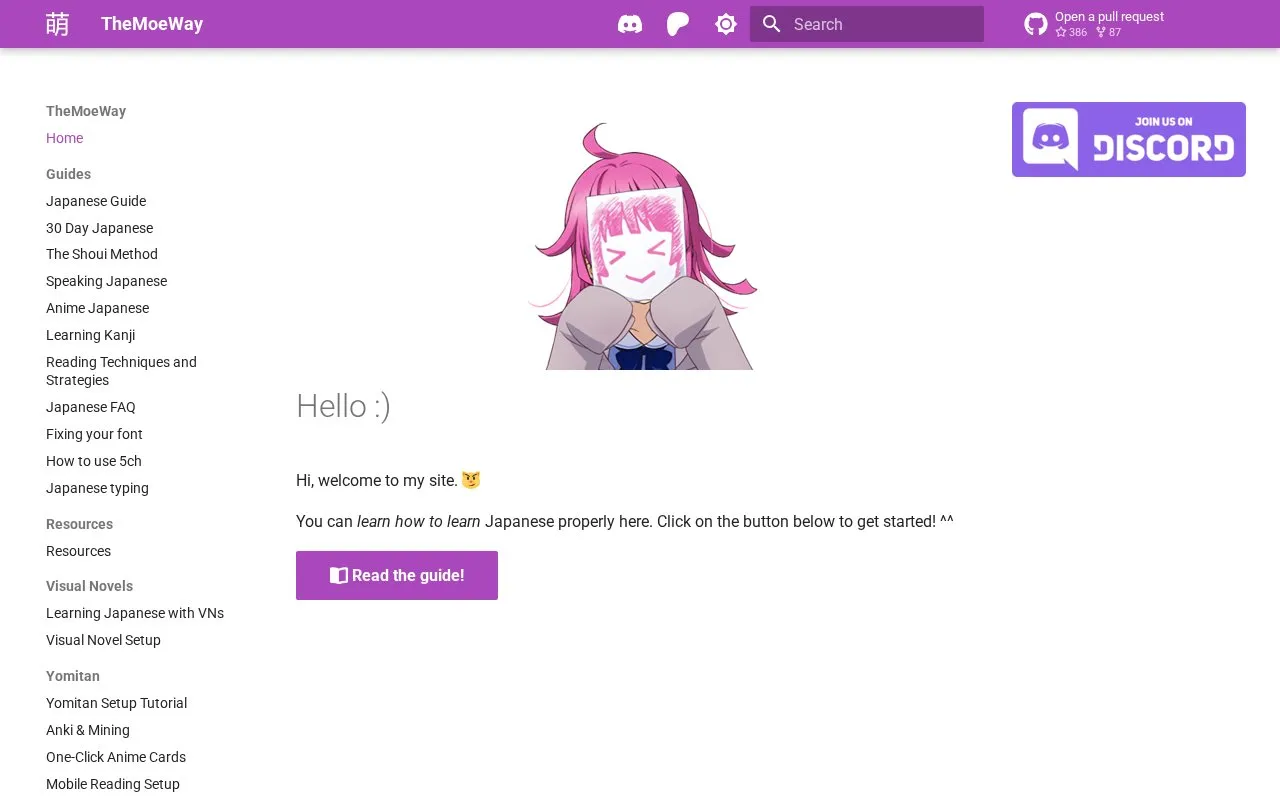 TheMoeWay homepage screenshot