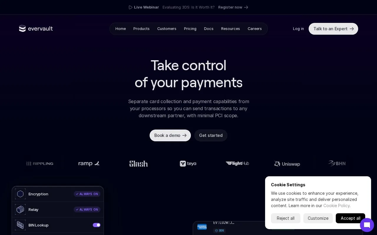 Evervault homepage screenshot