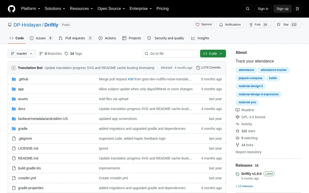 Driftly homepage screenshot