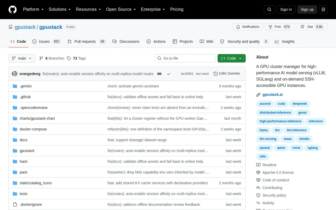 GPUStack homepage screenshot