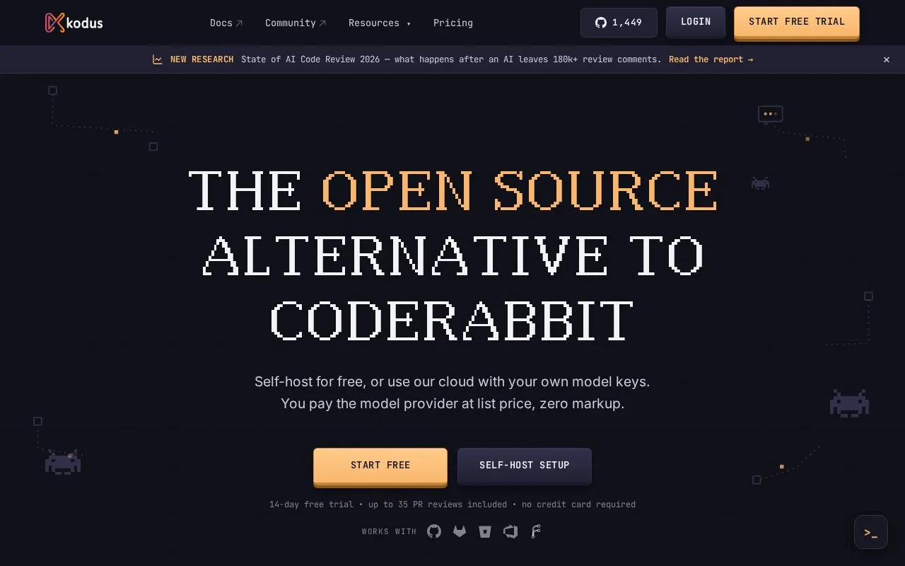 Kodus homepage screenshot