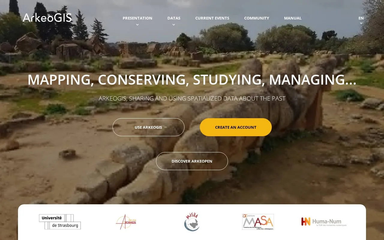 ArkeoGIS homepage screenshot
