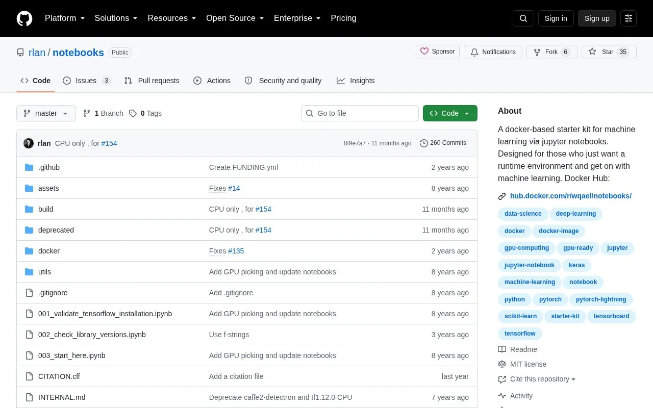 Notebooks homepage screenshot