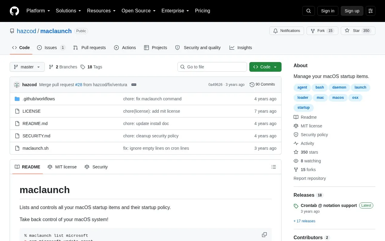 MacLaunch homepage screenshot