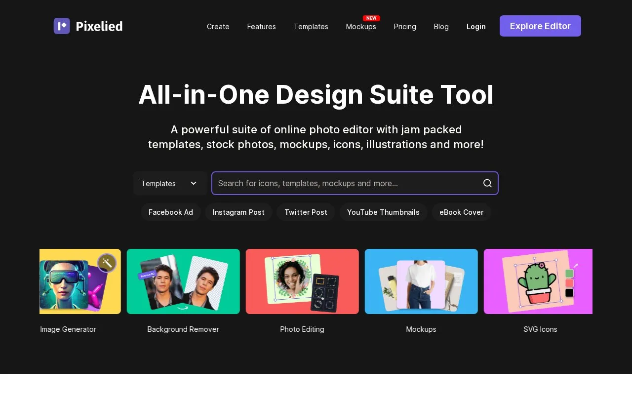 Pixelied homepage screenshot