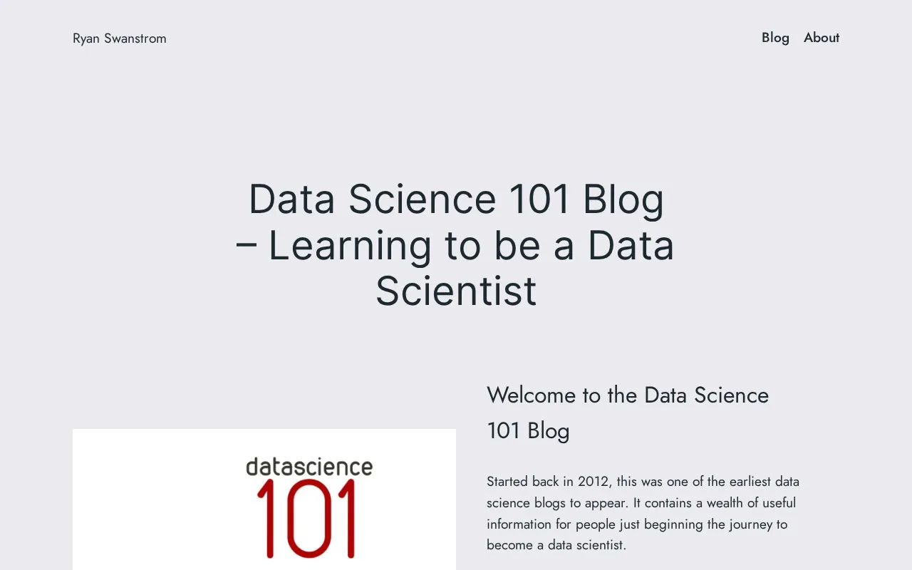 Data Science 101 homepage screenshot