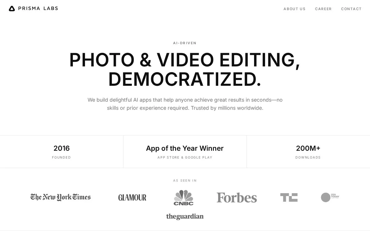 Prisma homepage screenshot