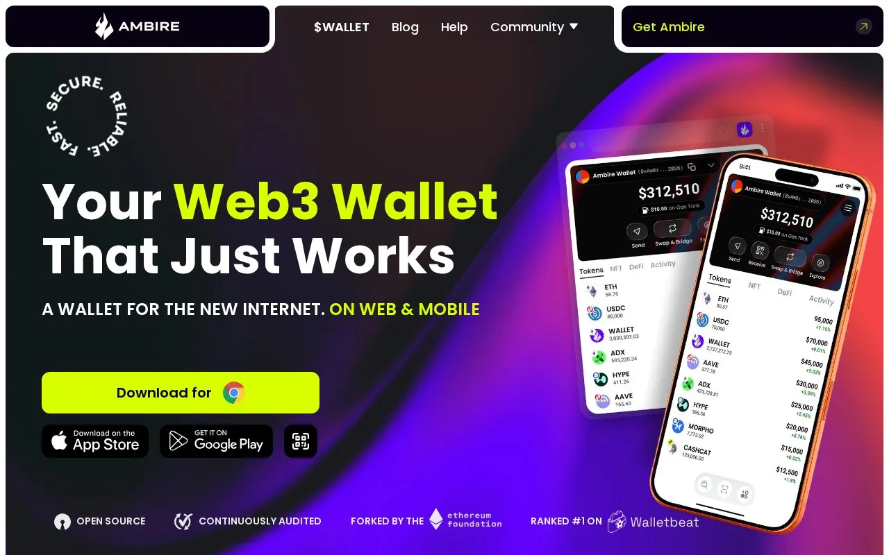 Ambire Wallet homepage screenshot