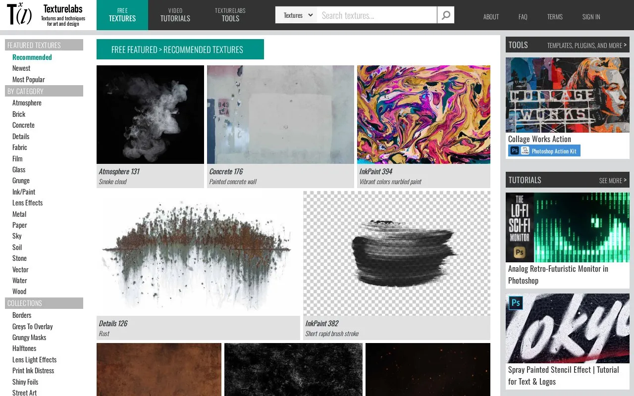 Texture Labs homepage screenshot