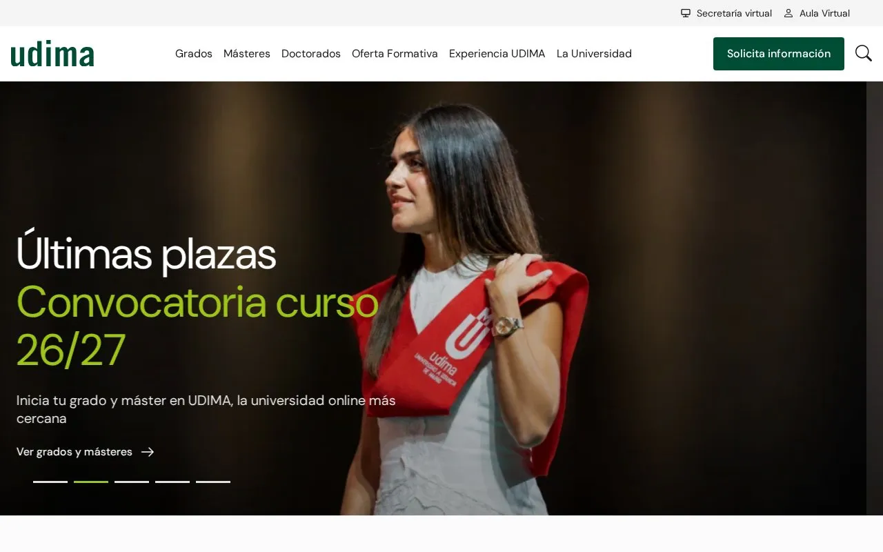 Universidad a Distancia de Madrid homepage screenshot