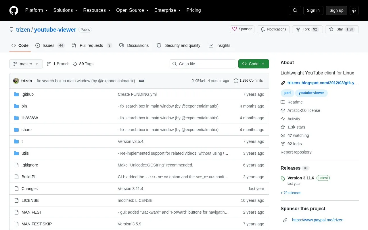 YouTube-Viewer homepage screenshot
