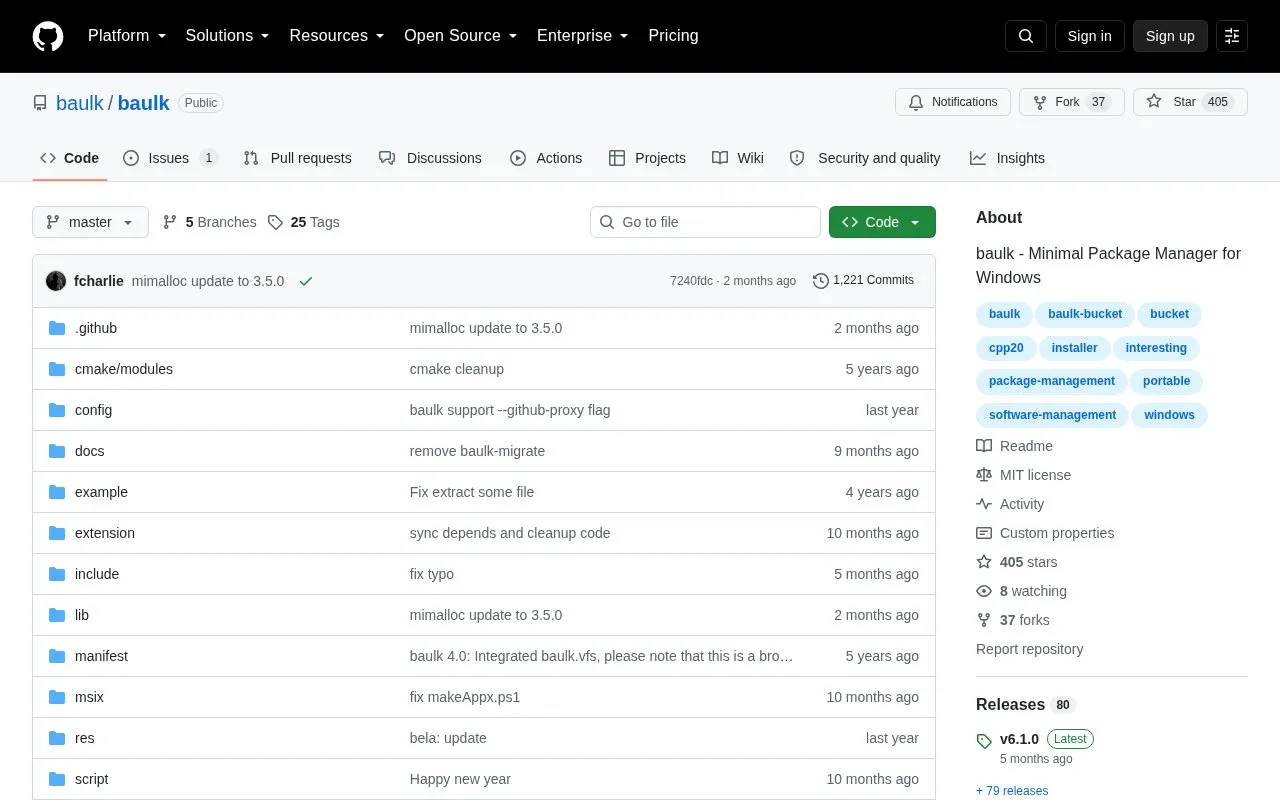Baulk homepage screenshot