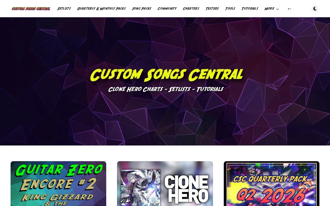 Customsongscentral homepage screenshot