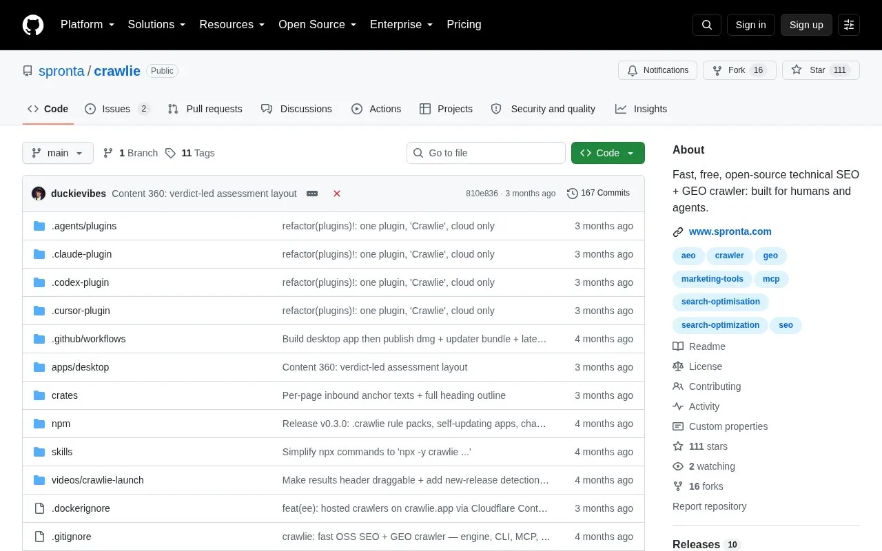 crawlie homepage screenshot