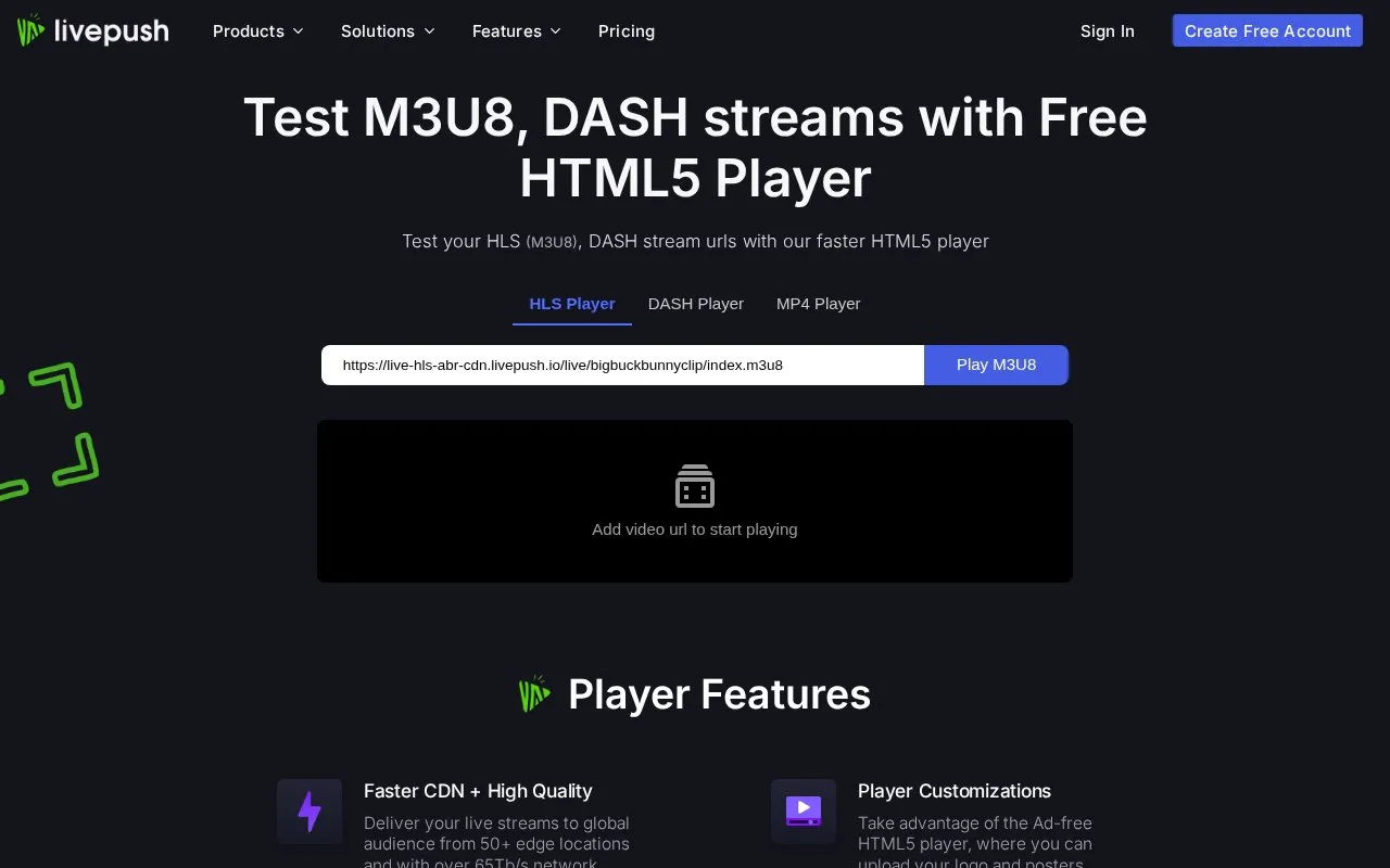 LivePush homepage screenshot