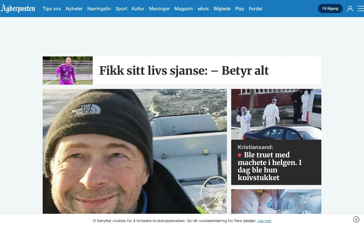 Agderposten homepage screenshot