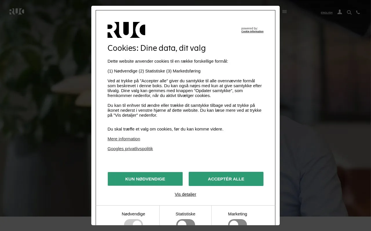 Roskilde University homepage screenshot