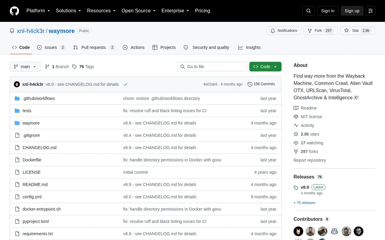 Waymore homepage screenshot
