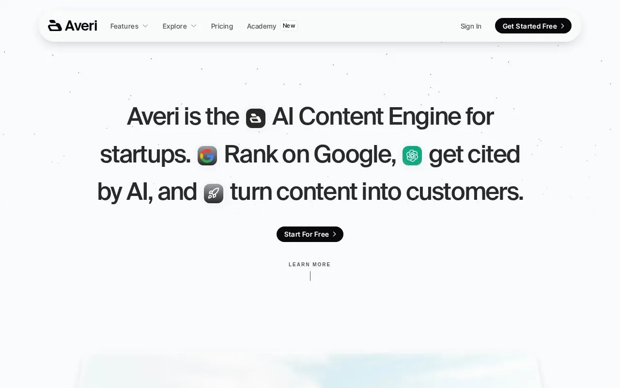 Averi homepage screenshot