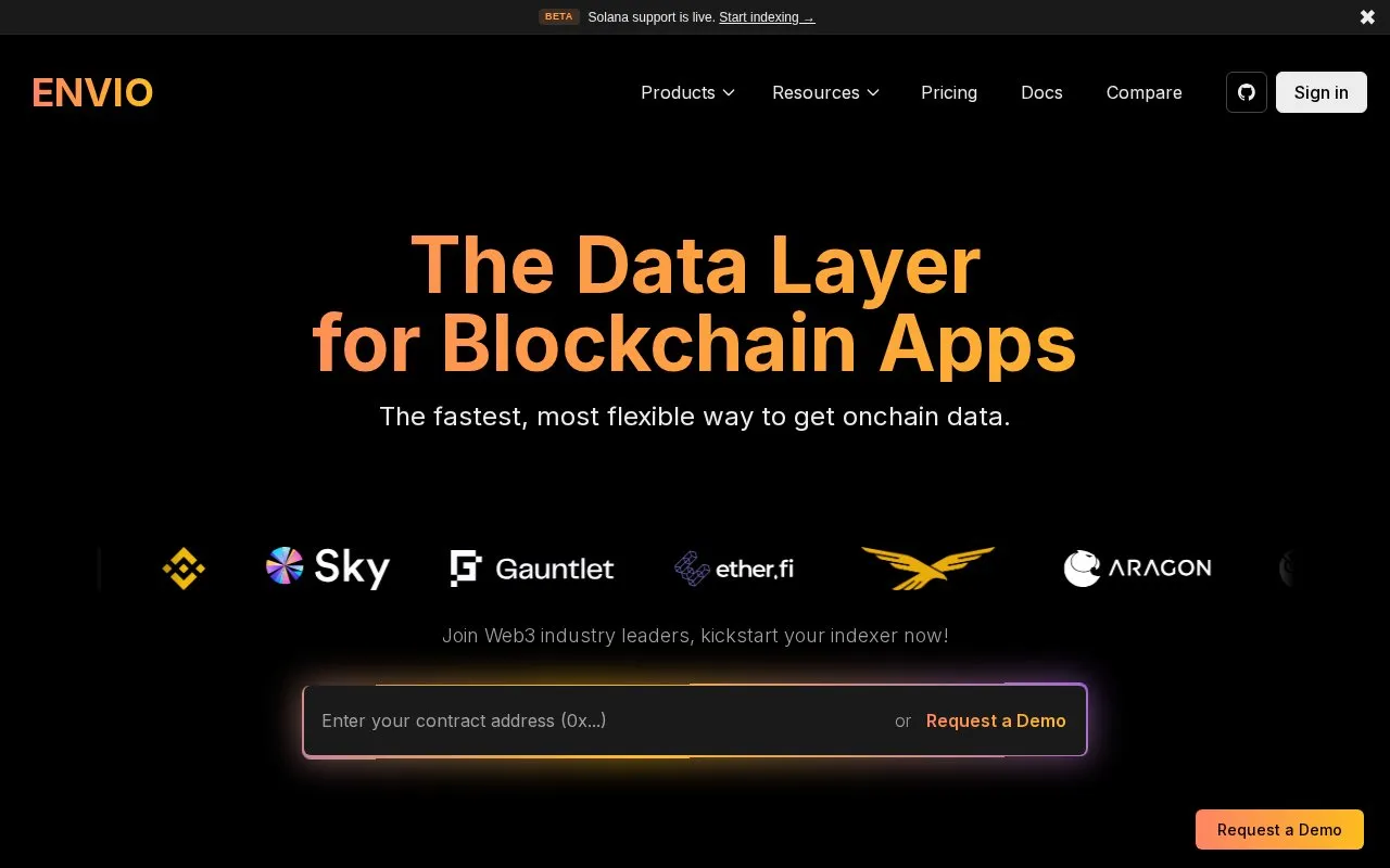 Envio homepage screenshot