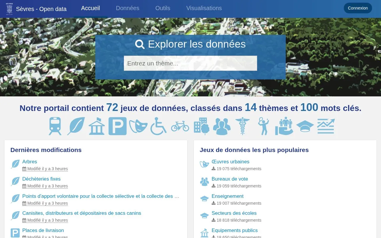 sevres-seineouest.opendatasoft.com homepage screenshot