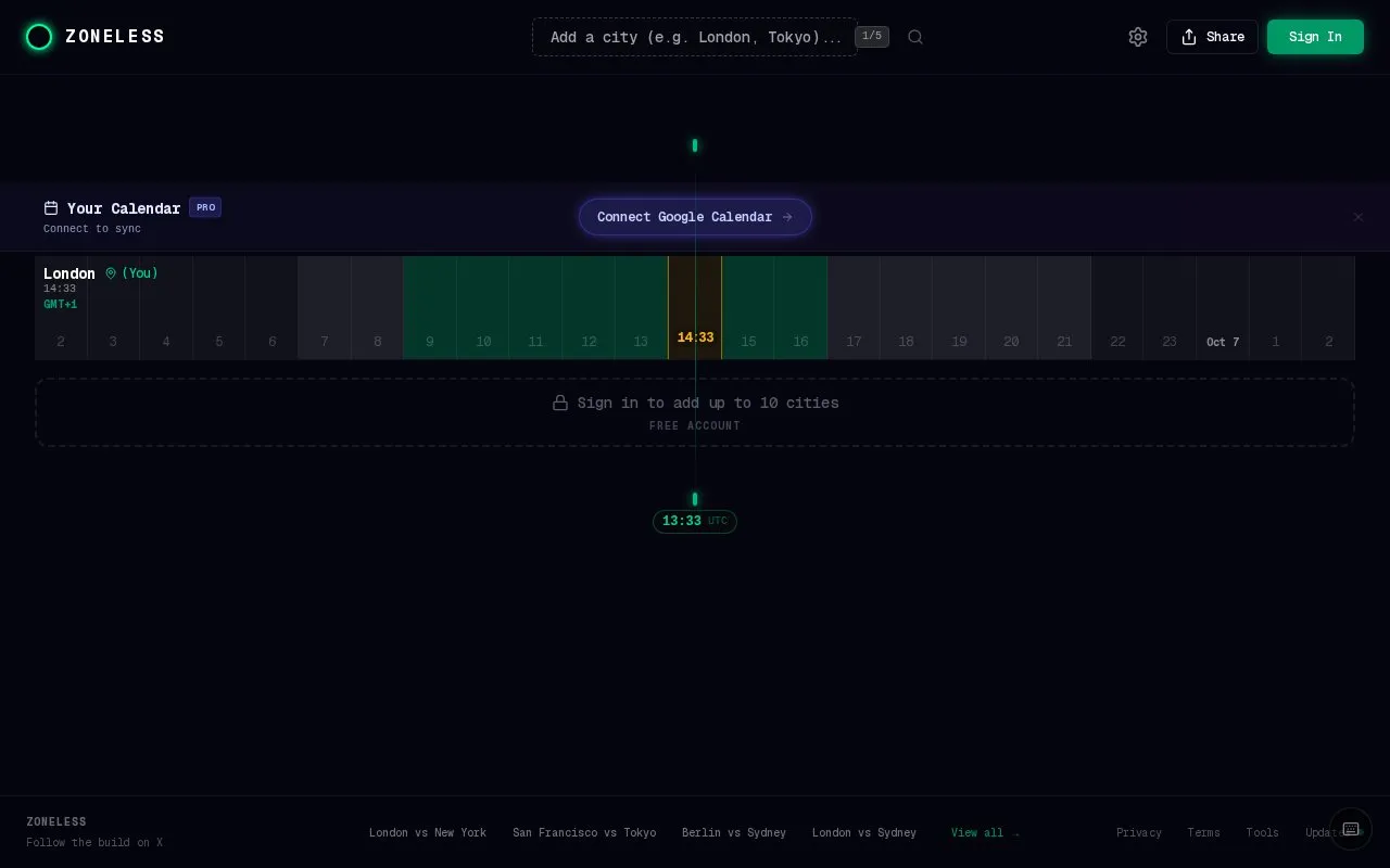 Zoneless homepage screenshot