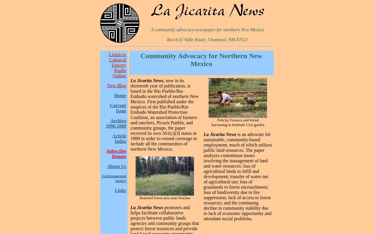 La Jicarita homepage screenshot