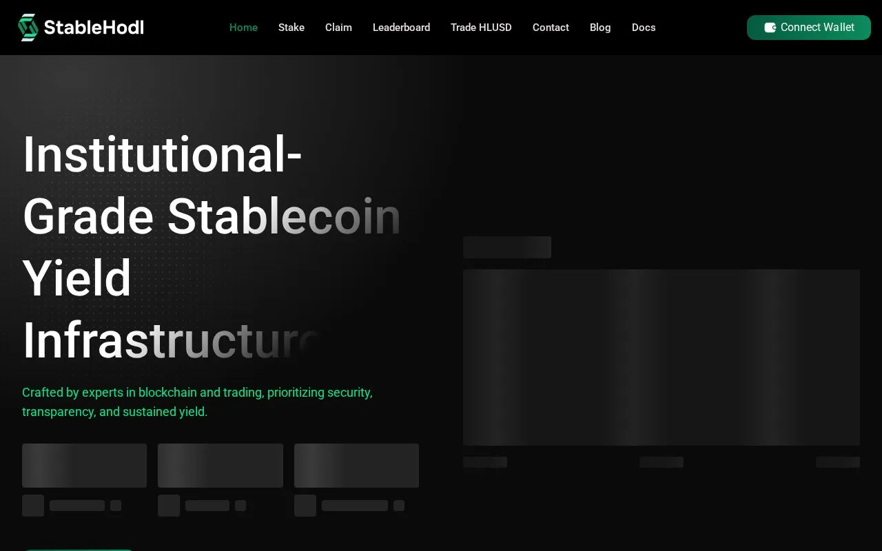 StableHodl homepage screenshot