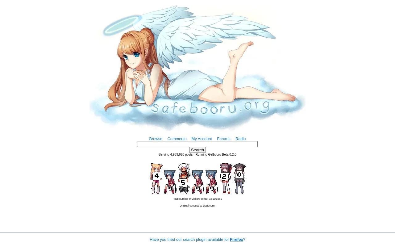 Safebooru homepage screenshot