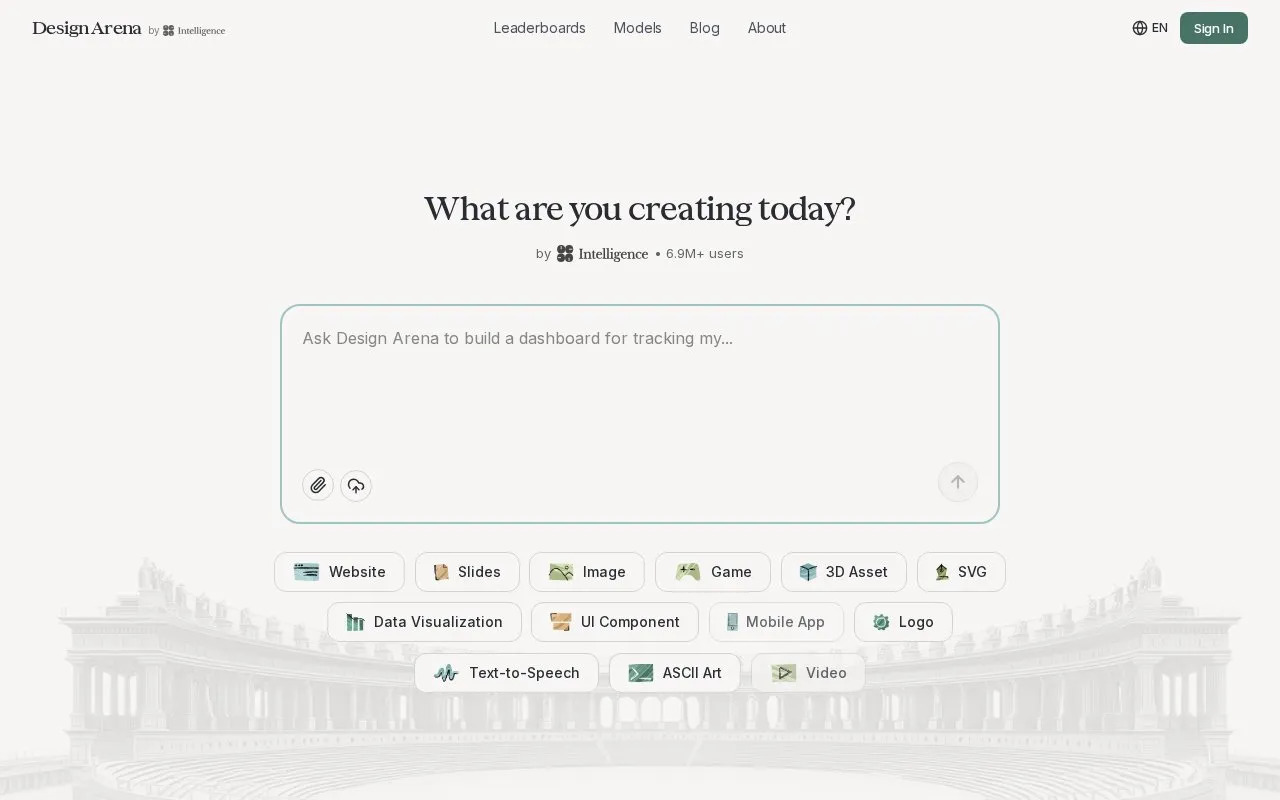Design Arena homepage screenshot