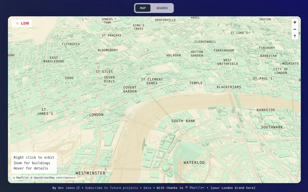 Live Tube Map homepage screenshot