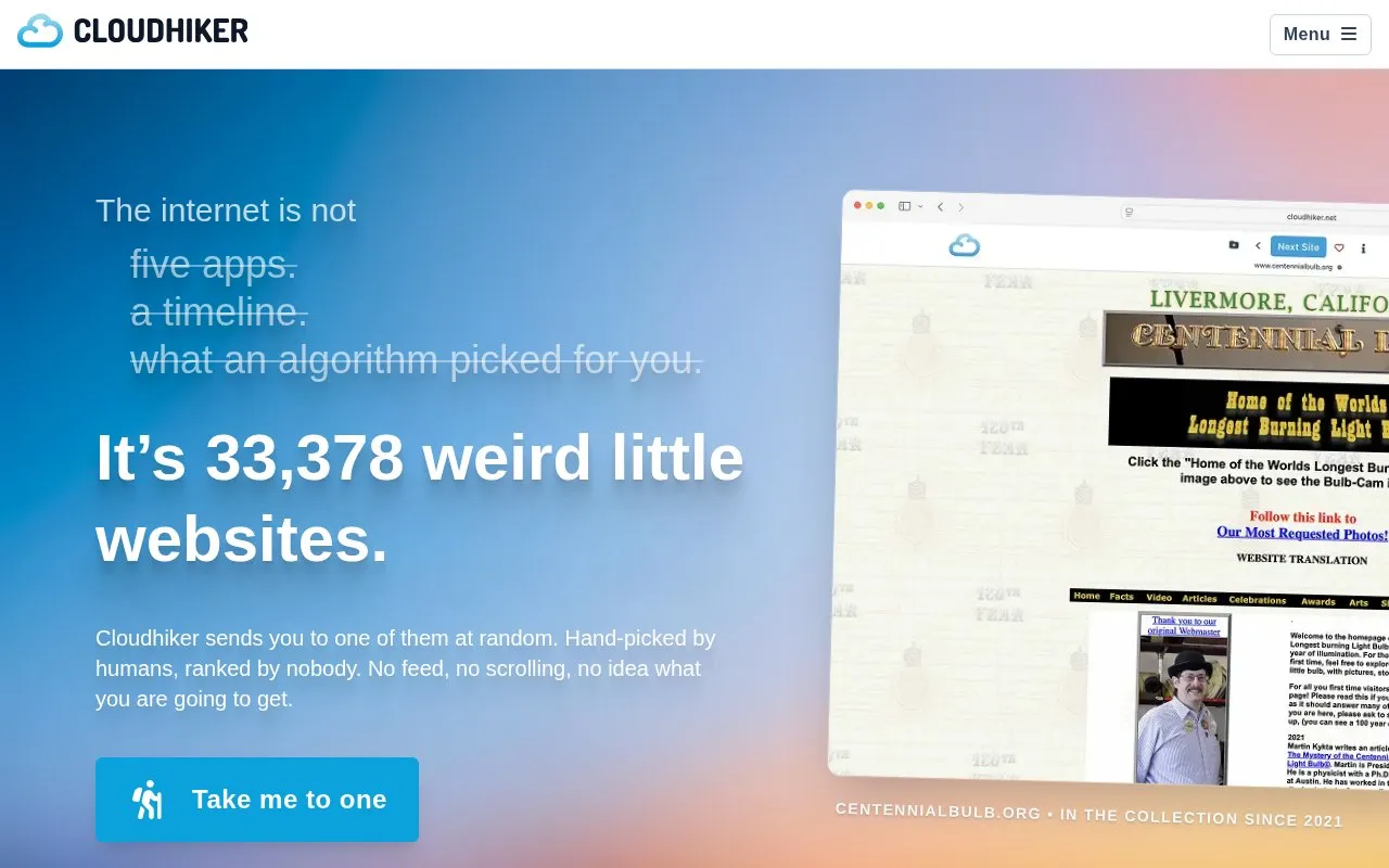 Cloudhiker homepage screenshot