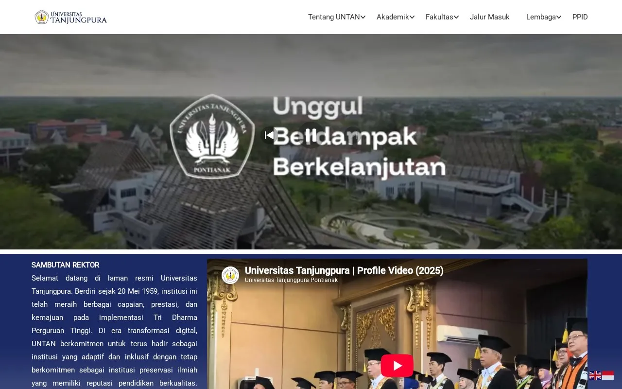 Universitas Tanjungpura homepage screenshot