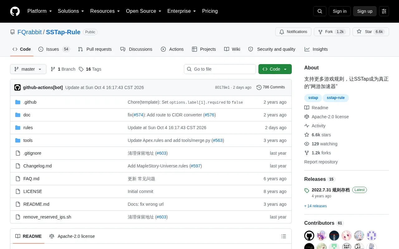 SSTap homepage screenshot