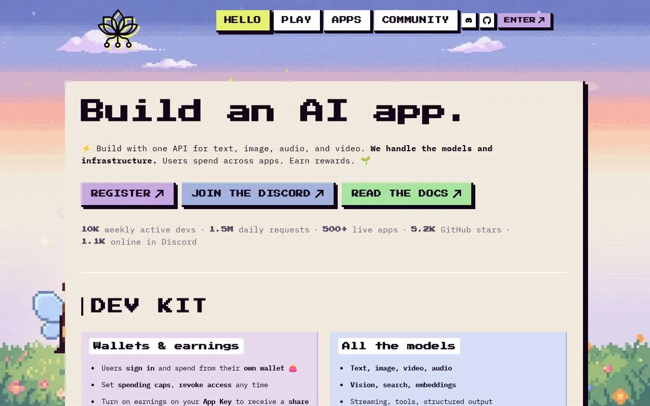 Pollinations homepage screenshot