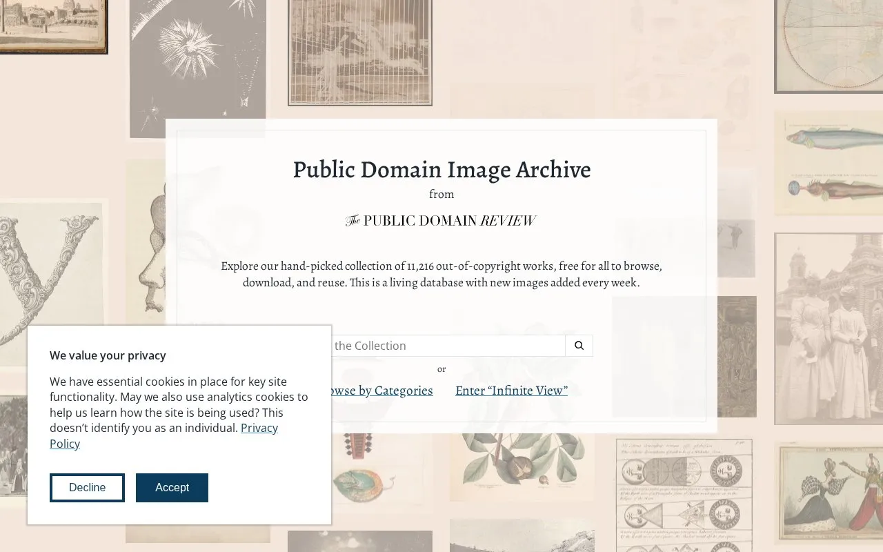 Public Domain Image Archive homepage screenshot
