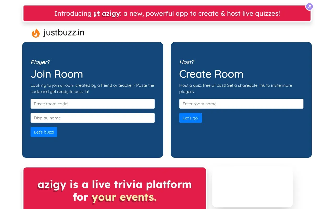 JustBuzz homepage screenshot